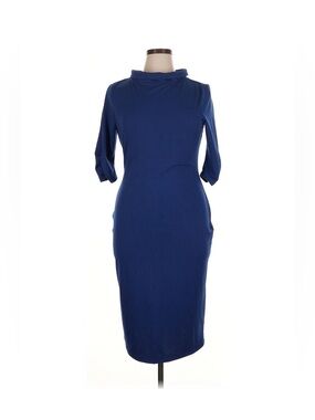 Unique Vintage Blue Wiggle/pencil Dress 1/2 Sleeve Size XL